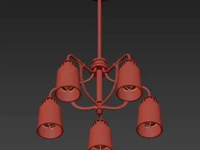 Antique Brass 5 Light Dinette Chandelier 3D model