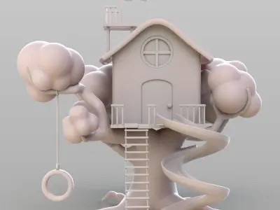 Cartoon Treehouse 3D model