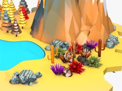 Floating Windmill Island Low Poly 3D model