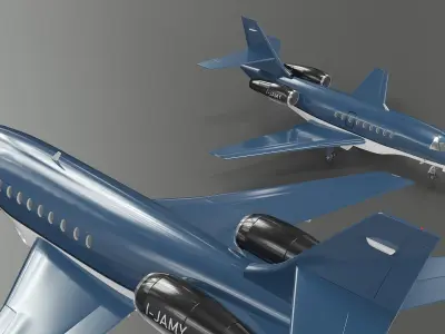  Falcon Business Jet Dassault 2000 Grey Rigged for Cinema 4D 
