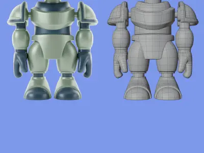 3d cartoon character cat robot Low-poly 3D model