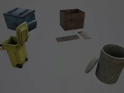 city Trash pack Free low-poly 3D model