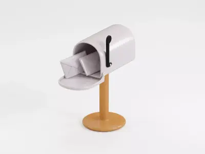 Mailbox With Envelopes Low-poly 3D model