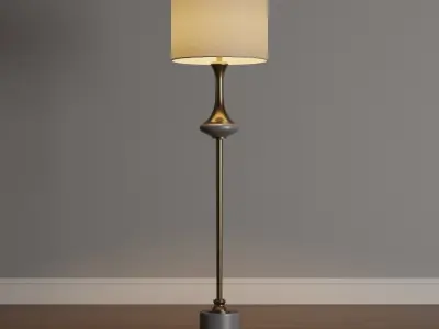 Gold Fluted Neck Floor Lamp 3D model