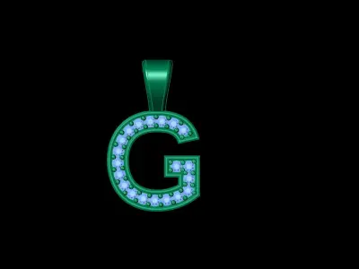 Pendant G letter with diamonds 3D print model