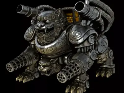 Komainu Mech Guardian Beast Robot Highpoly Game Sculpt 3D print model