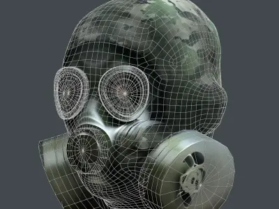 Gas mask helmet 3d model military combat Low-poly Low-poly 3D model