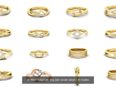 16 Women light-wt  ring 3dm render detail 3D Model Pack