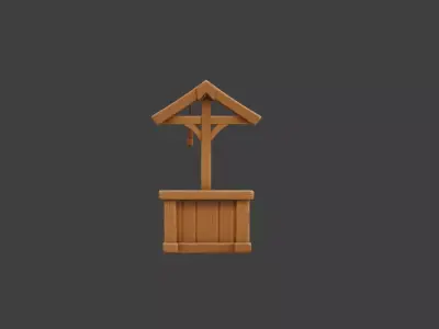 Wooden Market Stall Low-poly 3D model