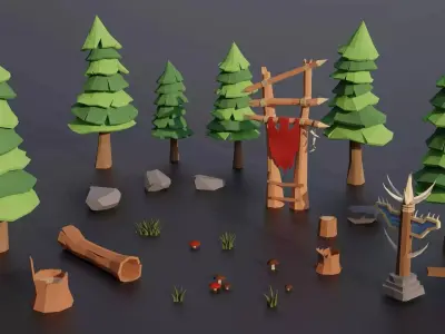 Low Poly Megapack 3in1 - Unity URP Low-poly 3D model