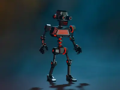 Sci-fi Robot X-26-1 low-poly stylized Low-poly 3D model