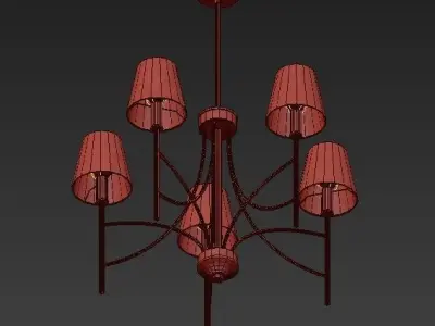 Millau Collection 5 Light Satin Gold Chandelier with  3D model