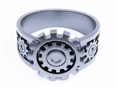 Mechanical Gear Ring - Futuristic Industrial Jewelry Design 3D print model purchase