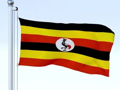 Animated Uganda Flag Low-poly 3D model