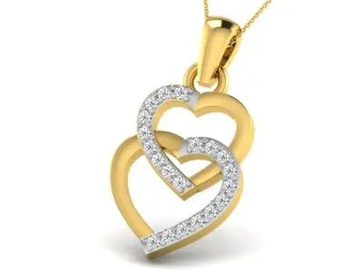 Pendants Collection diamond heart pendant gold 3D print model