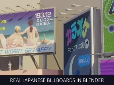  Low-Poly Japanese Billboards with 10 Ready-to-use Ads Low-poly 3D model