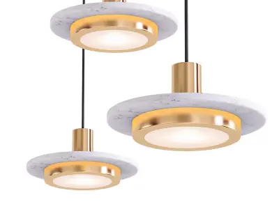CALCITE pendant light in gold and marble 3D model