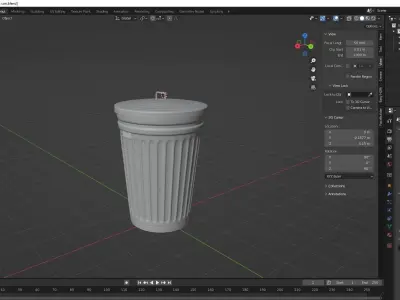 Metal trash can  Low-poly 3D model