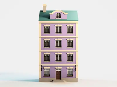 Colorful town building 1 Low-poly 3D model