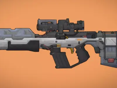 Sci-fi rifle Low-poly 3D model 5