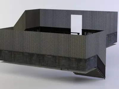 Corridor with stairs Low-poly 3D model