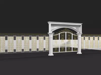 Modern and Classic Gates and Fences for Townhouses Low-poly 3D model