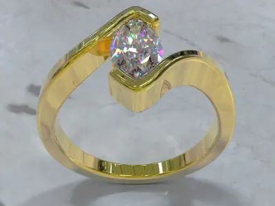 Marquise shape tension style engagement ring 3D print model
