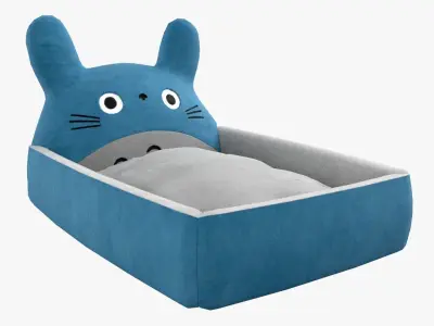 Ghibli Style Kid Bed Child Bed Baby Bed Light Blue 3D model