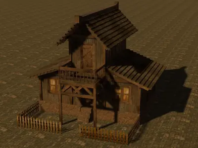 Medieval house ten 17 Low-poly 3D model