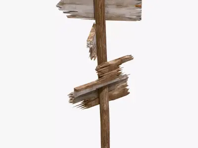 Old Wooden Directional Post M1 3D model