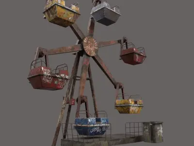 Collection Of  Abandoned Amusement Park 3D Model Pack