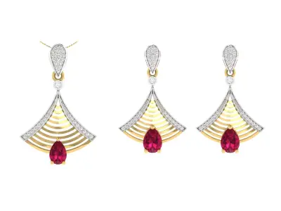 Women Pendant Earring Sets 3dm STL OBJ FBX Renders Details 3D print model 25