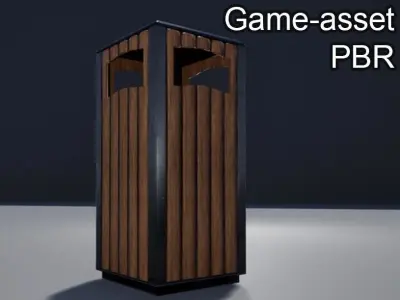 Square Trashcan Low-poly 3D model