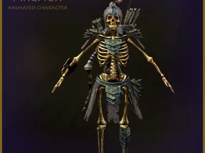 Skeleton Archer Light Version Low-poly 3D model