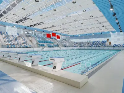 Modern Indoor Swimming Pool 3D Scene 3D model