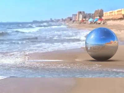  Sky Panorama  Coastal Sunset with Modern Buildings Low-poly 3D model