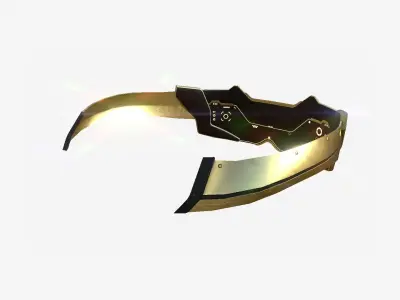SciFi Glasses F08 Black Gold - Character Design Fashion Low-poly 3D model