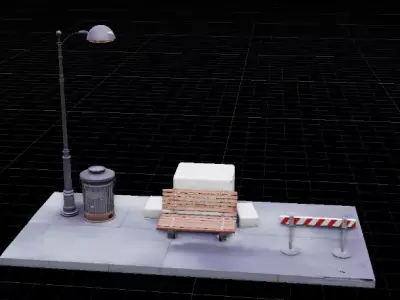 Street Props Set Fully Joint Game Film Background 3D Models Low-poly 3D model