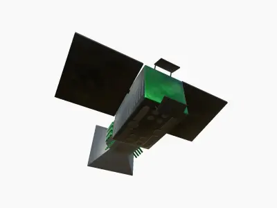 Satellite E01 Black Green - SciFi Space Design Low-poly 3D model