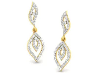 Gold Diamond Women Earring 3D print Model 3D print model 178