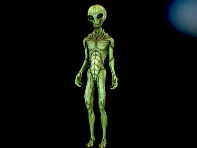 Realistic Alien 9 insectoid Low-poly 3D model