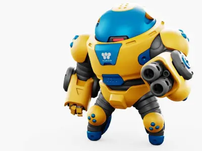 COMBAT TOY BOT   RIGGED 3D model