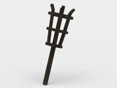 Torch wooden basket Low-poly 3D model