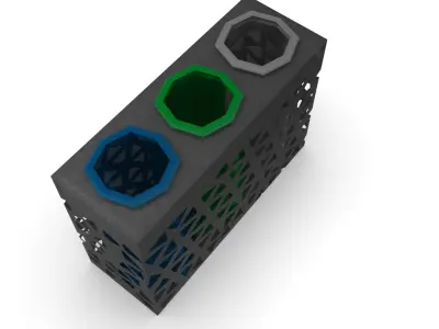 Modern metal colorful supermarket recycling bin Low-poly 3D model