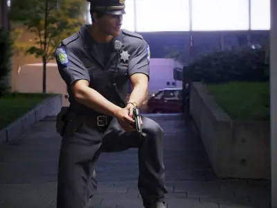  Character Police Officer Man Rigged PBR 