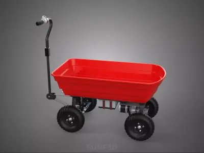 POWERED ELECTRIC CART UTILITY TROLLEY WAGON TRAILER WHEELBARROW 3D model