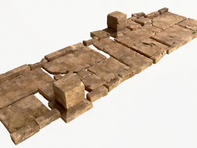 Stone path constructor 3 colours Low-poly 3D model