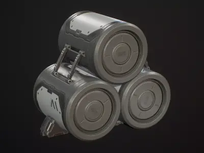 Sci-Fi Barrel Modular Set 6 Color Options LODs Low-poly 3D model