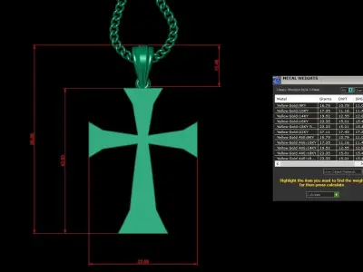 Light Gold 18K Cross Pendant 1CP096 3D print model
