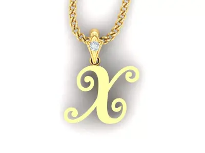 Light Gold Fancy Font Pendant X 3D print model